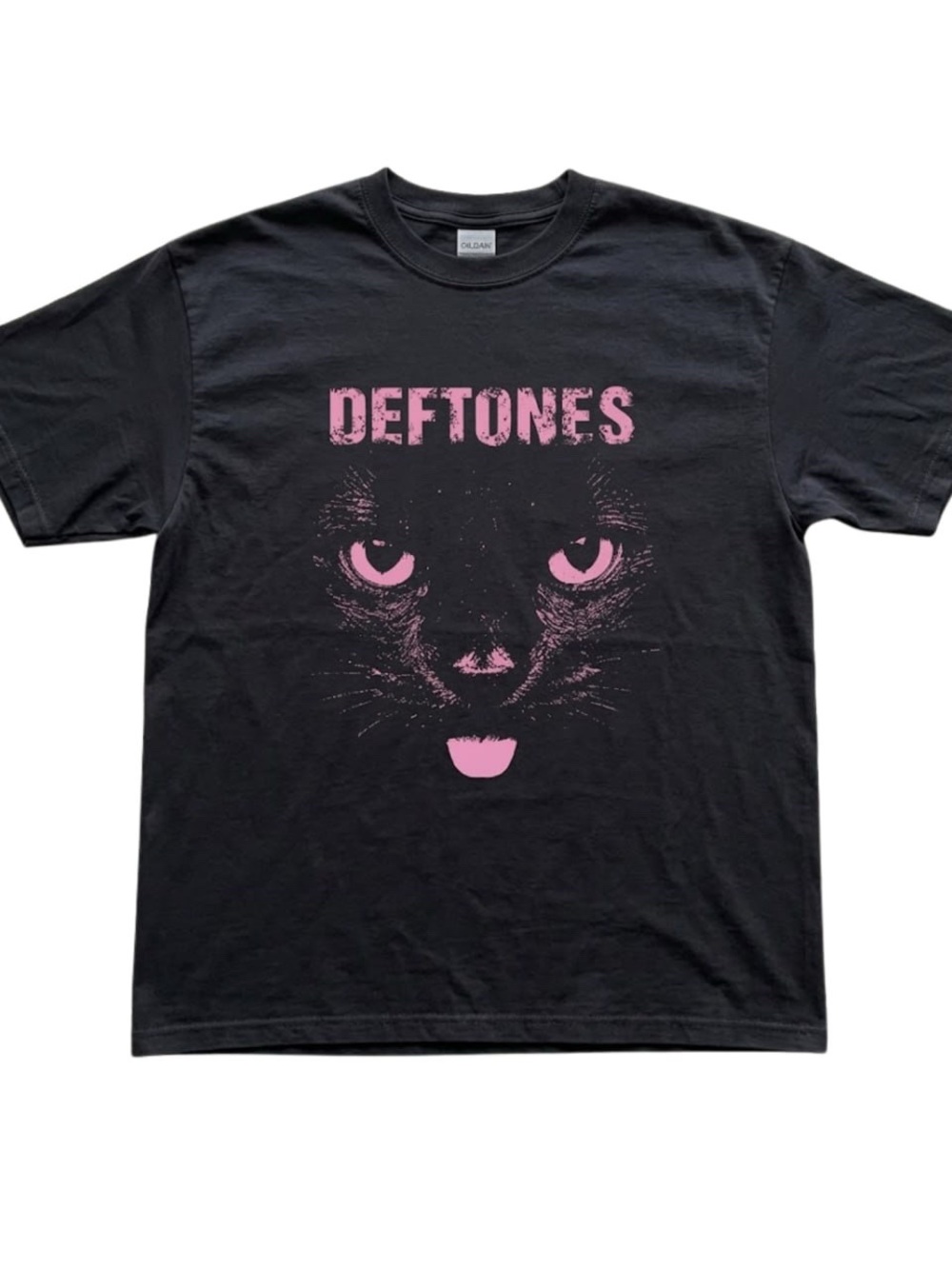 Black Cat Deftones Graphic T-Shirt in Pink